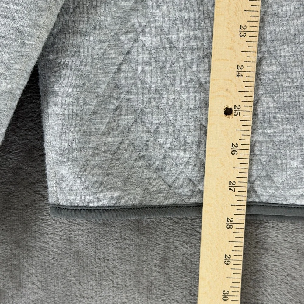 Marine Layer Mens Quilted Snap Mock Neck Pullover Heather Grey Bee Logo Medium